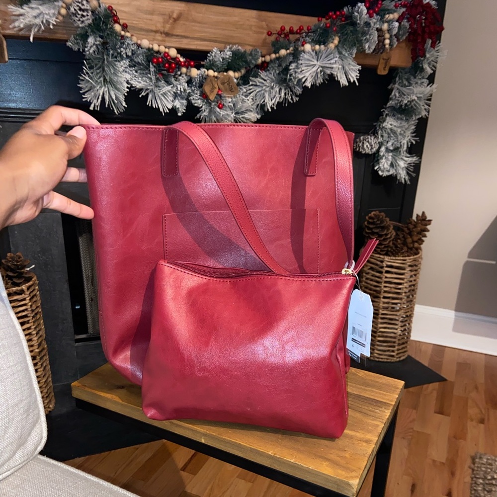 Burgundy Time and Tru Purse/ Tote bag with Pouch